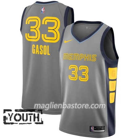 Maglia NBA Memphis Grizzlies Marc Gasol 33 2018-19 Nike City Edition Grigio Swingman - Bambino